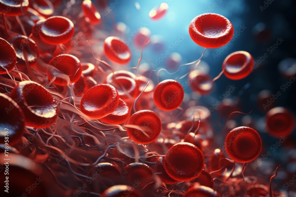 red blood cells and blood cells in high detail. The concept of blood laboratory testing