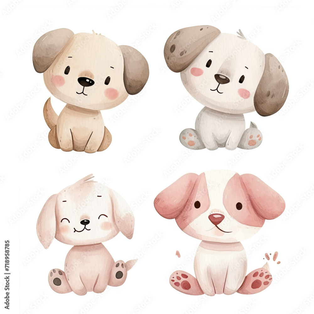 Vector hand drawn puppy collection Vector hand drawn puppy collection