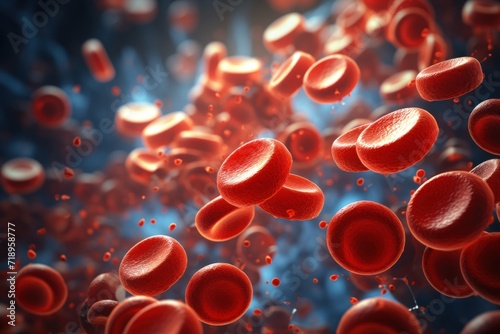 Blood cells and red blood cells.  medical illustration. The concept of blood laboratory testing photo