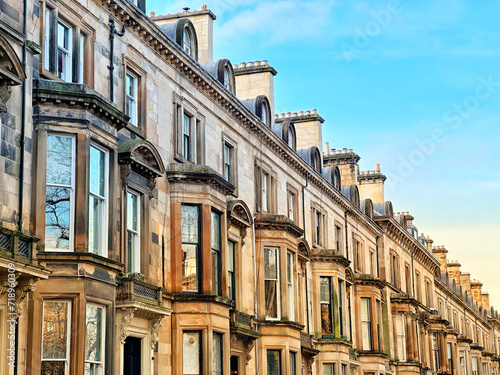 Residential houses in the West End of Glasgow, Scotland photo