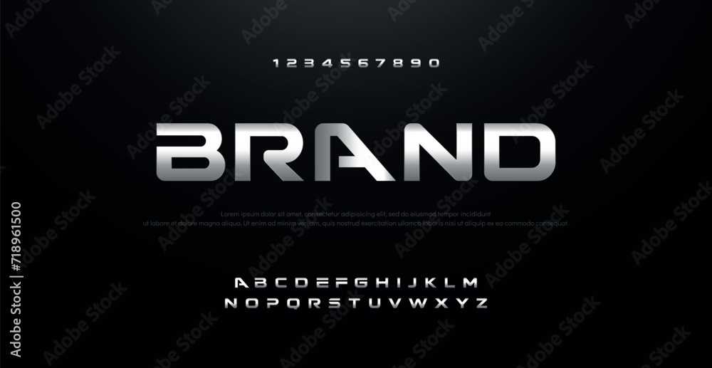 Brand Modern abstract elegant alphabet font. Minimal technology typography, Creative urban sport fashion futuristic font and with numbers. vector illustration	