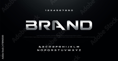 Brand Modern abstract elegant alphabet font. Minimal technology typography, Creative urban sport fashion futuristic font and with numbers. vector illustration 