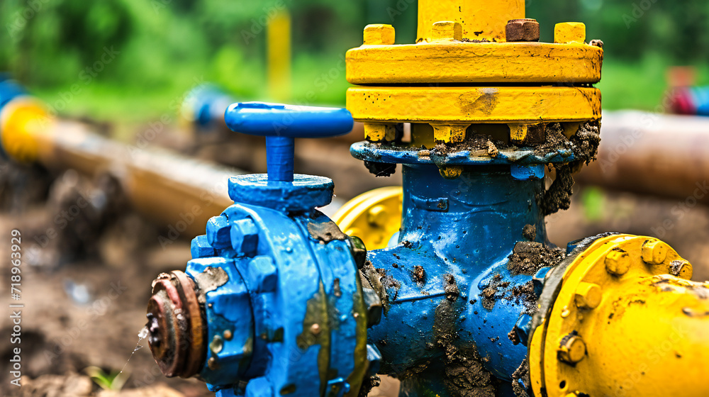 Industrial Gas Pipeline and Pipe Technology, Metal and Steel Engineering in an Outdoor Environment Industrial Gas Pipeline and Pipe Technology, Metal and Steel Engineering in an Outdoor Environment