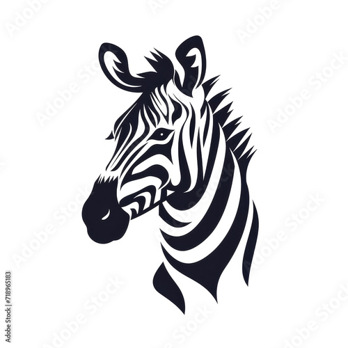 Stylized Zebra Head in Black and White 