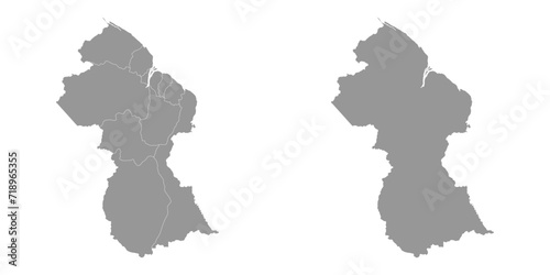 Guyana map with administrative divisions. Vector illustration.