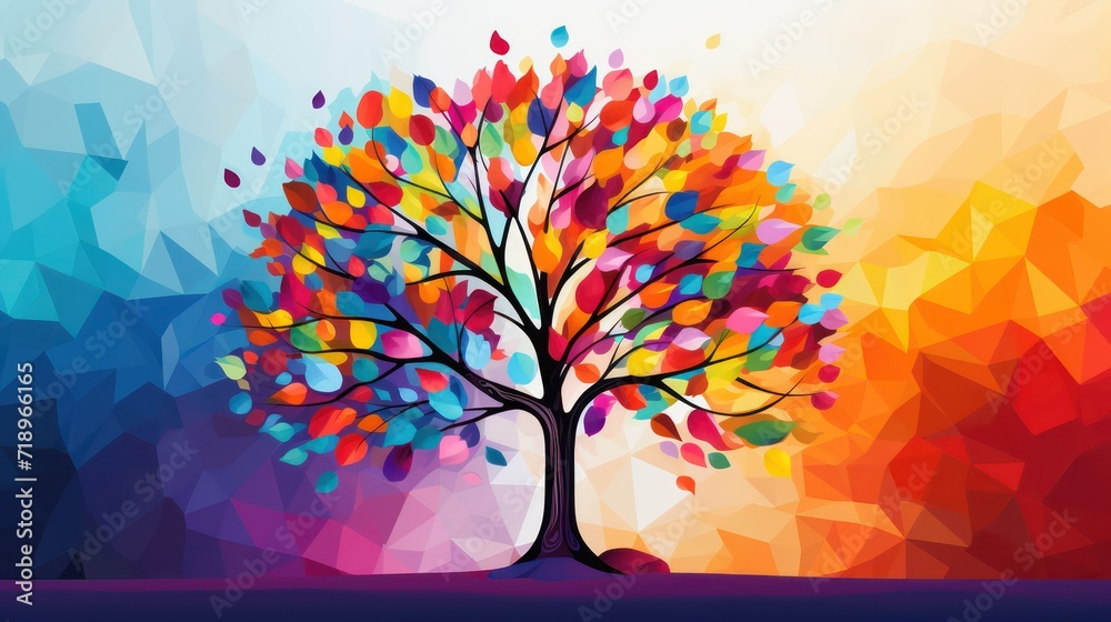 Fototapeta premium abstract tree with colorful leaves