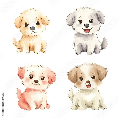 Fototapeta Naklejka Na Ścianę i Meble -  Vector hand drawn puppy collection