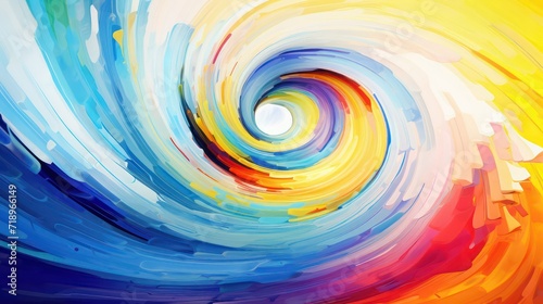 A colorful painting of a spiral with the colors of the rainbow