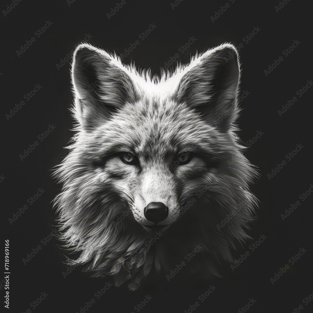 Monochromatic Detailed Wolf Illustration
