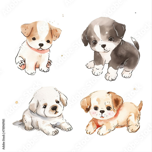 Vector hand drawn puppy collection