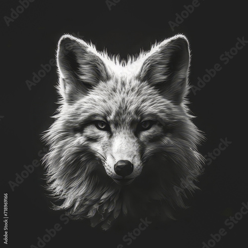 Monochromatic Detailed Wolf Illustration 