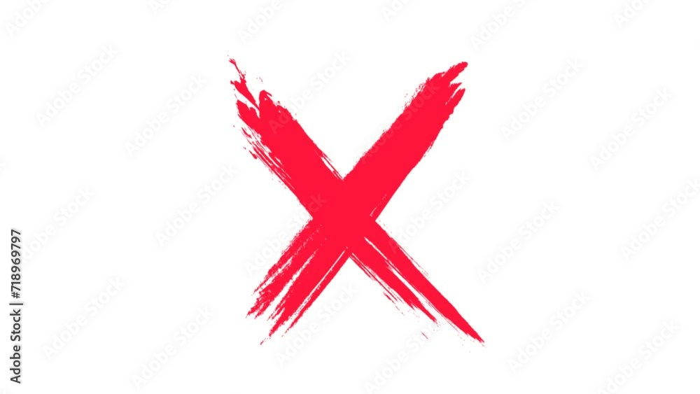 Red cross brush paint symbol animation on white and alpha channel background. Red cross brush paint symbol animation on white and alpha channel background.