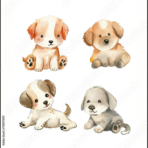 Vector hand drawn puppy collection
