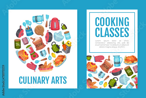 Cooking Class and Kitchen Utensil Banner Design Vector Template