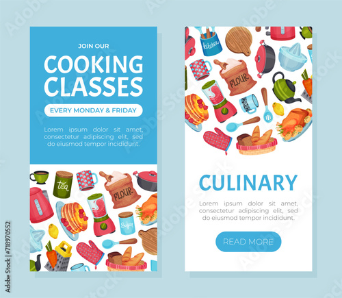 Cooking Class and Kitchen Utensil Banner Design Vector Template