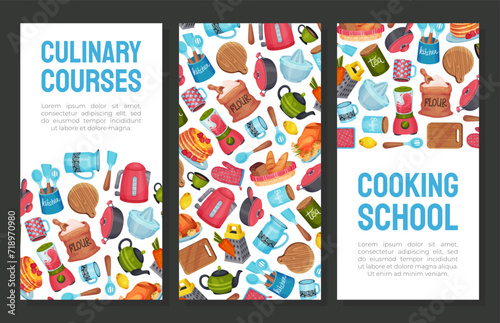 Cooking Class and Kitchen Utensil Banner Design Vector Template