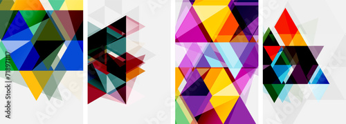 Colorful bright triangles with various colors and transparencies. Vector illustration For Wallpaper  Banner  Background  Card  Book Illustration  landing page