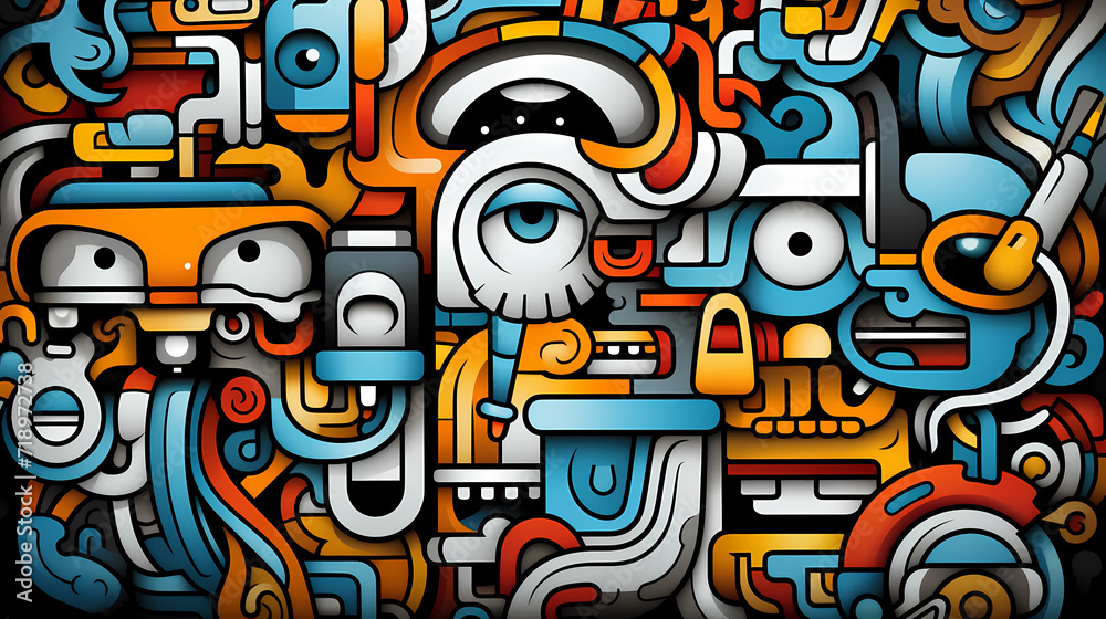Cute graffiti art abstract background poster web page PPT, art background Cute graffiti art abstract background poster web page PPT, art background