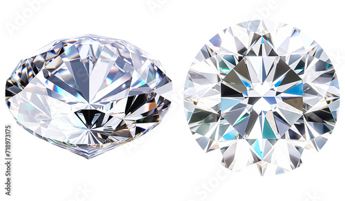 A set of diamonds on a transparent background for various jewelry and luxury-related concepts.