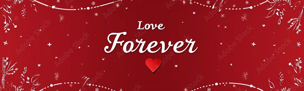 Stylish Love You Forever Text on Minimalist Red Banner