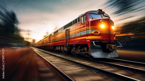 Dynamic train motion blur: high-speed railway transportation with blurred motion effect 
