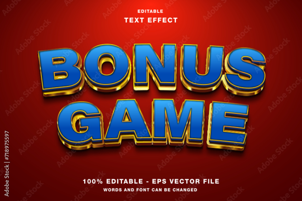 Bonus Game Luxury Gold 3D Editable Text Effect