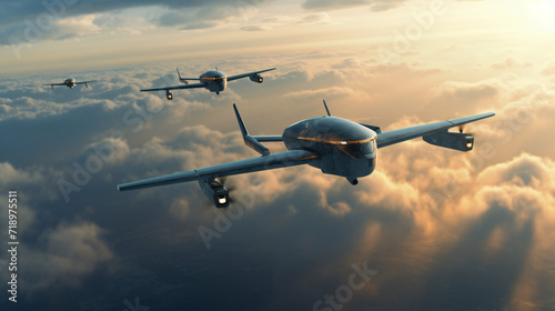 3d render two air drones of Shaheed are flying