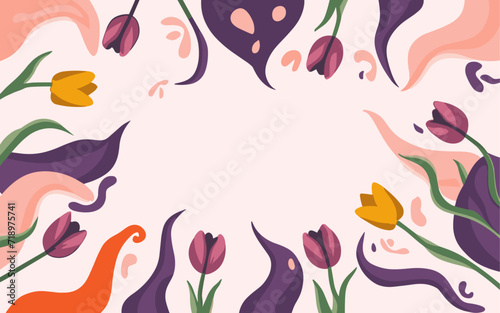 Abstract tulip background poster. Good for fashion fabrics  postcards  email header  wallpaper  banner  events  covers  advertising  and more. Valentine s day  women s day  mother s day background.