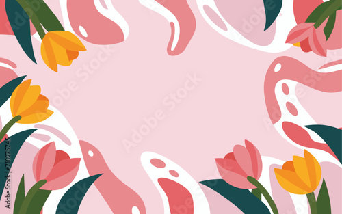 Fototapeta Naklejka Na Ścianę i Meble -  Abstract tulip background poster. Good for fashion fabrics, postcards, email header, wallpaper, banner, events, covers, advertising, and more. Valentine's day, women's day, mother's day background.