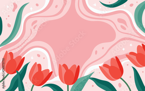 Abstract tulip background poster. Good for fashion fabrics  postcards  email header  wallpaper  banner  events  covers  advertising  and more. Valentine s day  women s day  mother s day background.