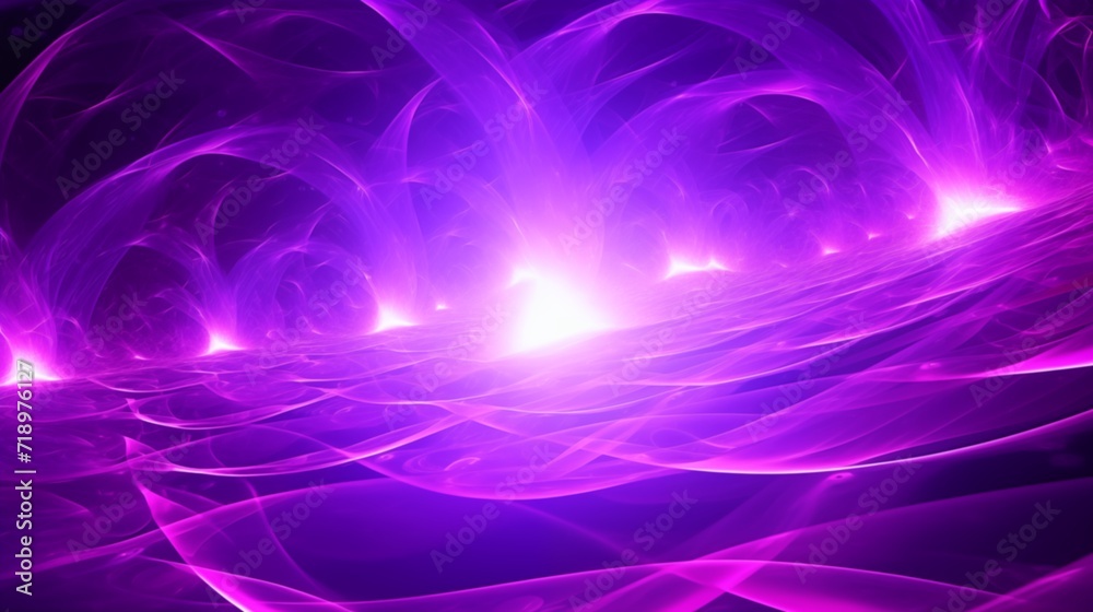 Energetic violet quantum pulse, as dynamic waves of light and color emanate from a central source, pulsating nature of quantum technology
