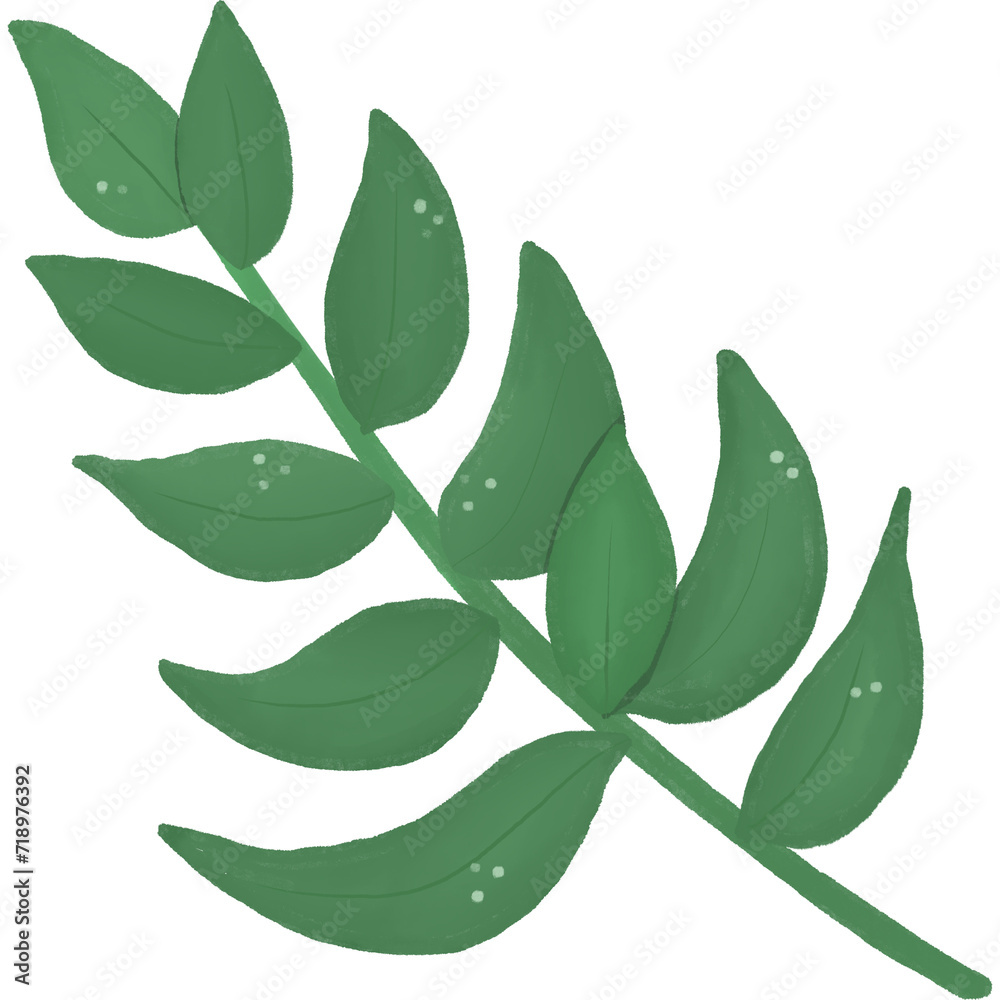 Naklejka premium illustration of leaf. cartoon watercolor style. isolated on transparent background