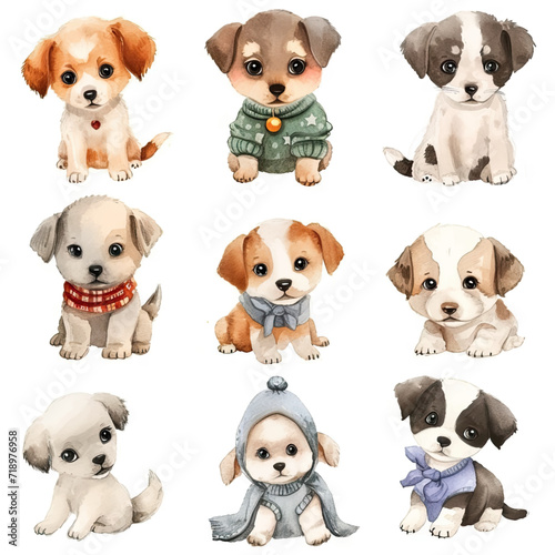 Vector hand drawn puppy collection