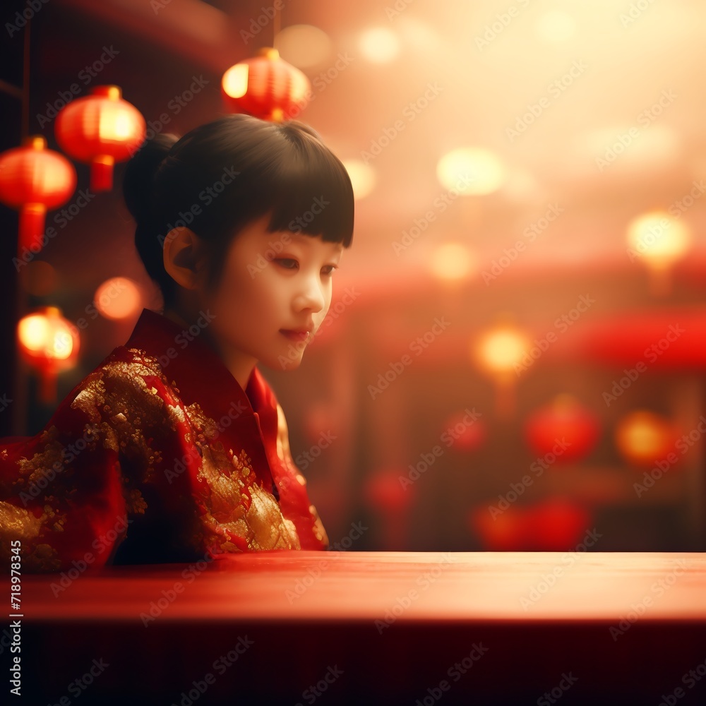 A girl in Chinese new year celebration A girl in Chinese new year celebration