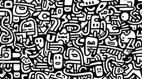 Funny doodle seamless pattern  artistic background