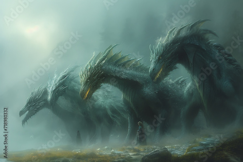 Enchanting fantasy world with majestic dragon, evoking imagination and magic in a mystical landscape