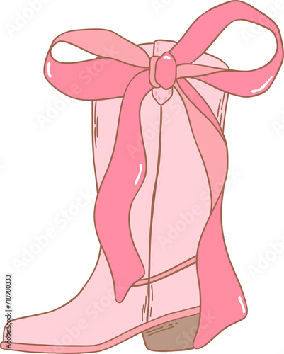 Wallpaper Mural Coquette Cowgirl Boots and pink ribbon bow Torontodigital.ca