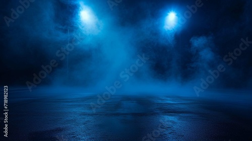  A dark empty street dark blue background