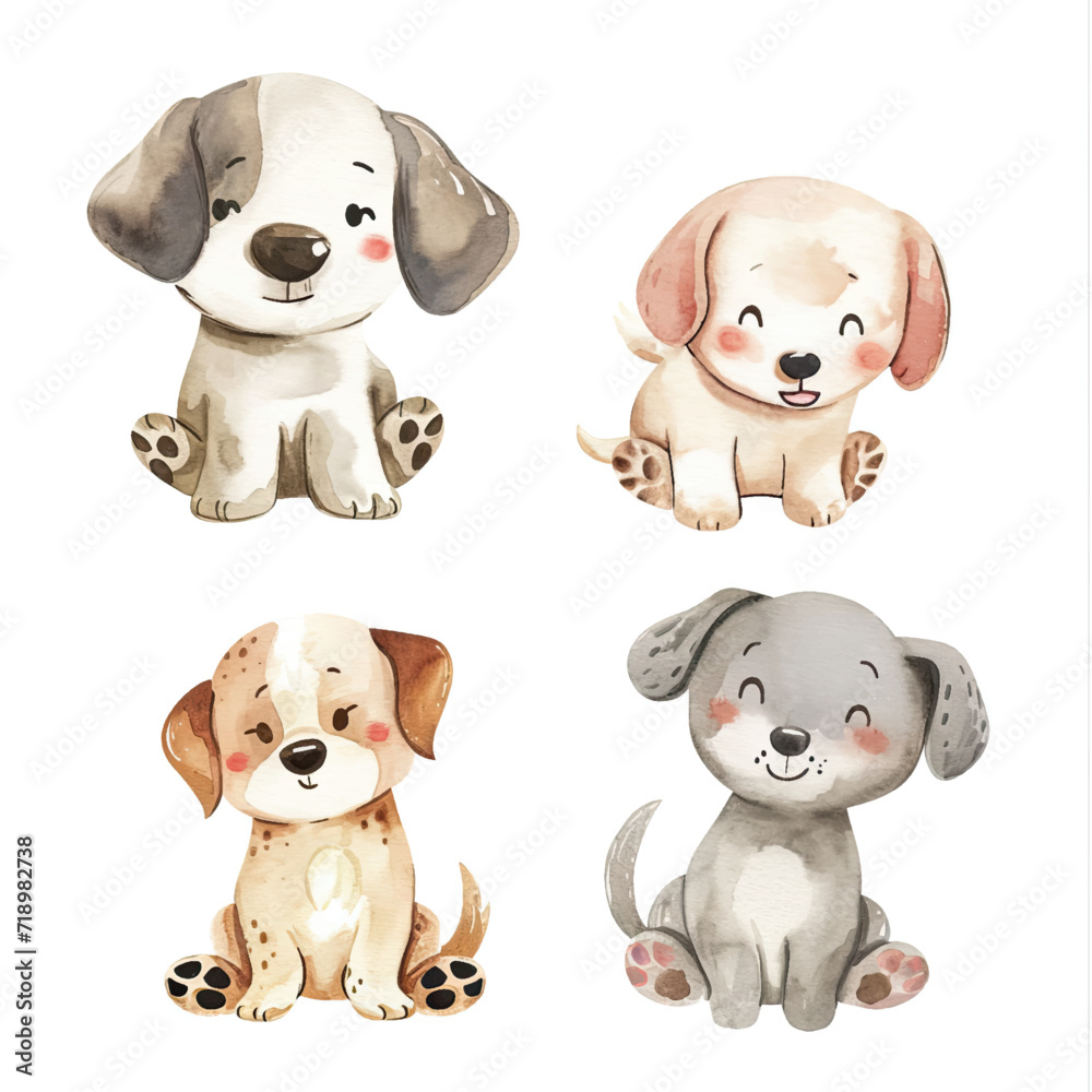 Vector hand drawn puppy collection Vector hand drawn puppy collection