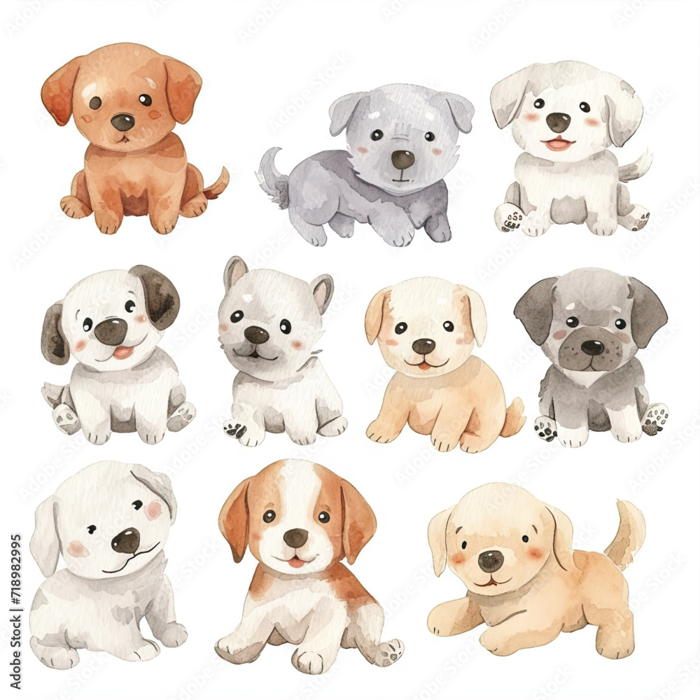Vector hand drawn puppy collection Vector hand drawn puppy collection