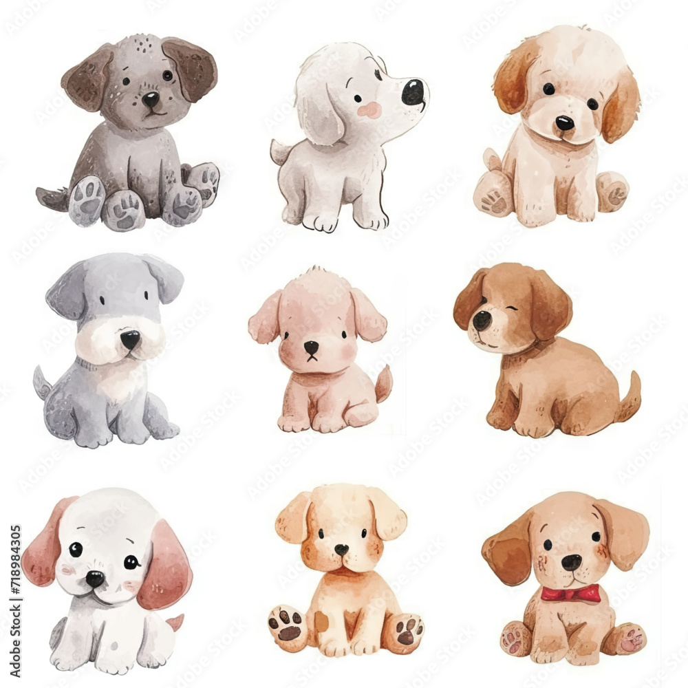 Vector hand drawn puppy collection Vector hand drawn puppy collection