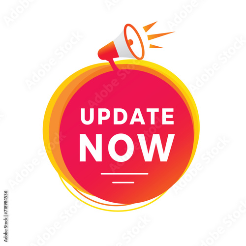 Update now banner template modern style label icon. Vector design for announcement.
