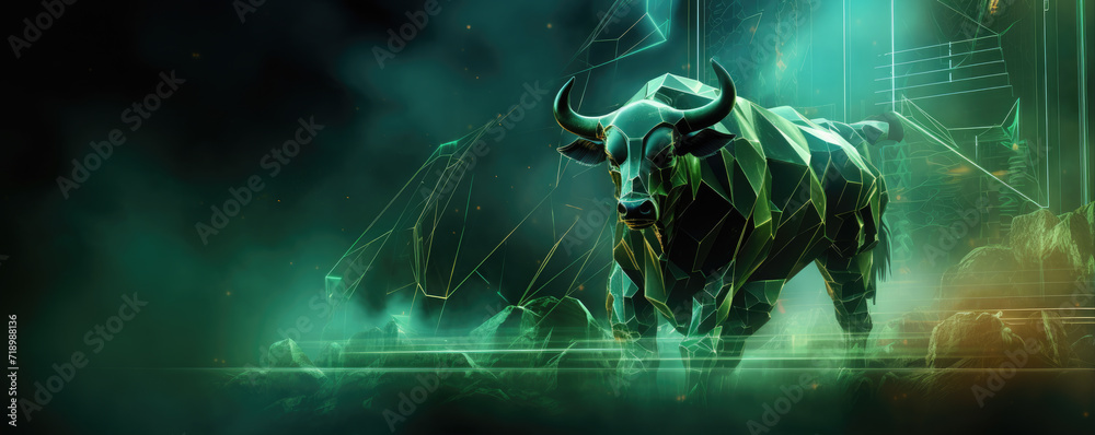 Finance bull market design. Bulls bussiness investment background.