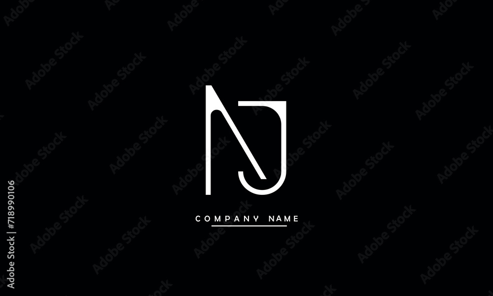 NJ, JN, N, J Abstract Letters Logo Monogram NJ, JN, N, J Abstract Letters Logo Monogram