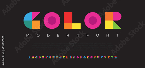Color abstract modern sans serif alphabet font