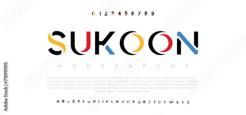 Sukoon Minimal modern alphabet fonts. Typography minimalist urban digital fashion future creative logo font. vector illustration