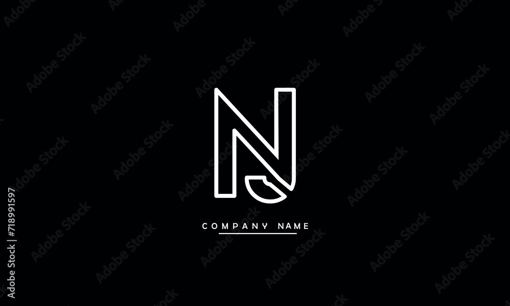 NJ, JN, N, J Abstract Letters Logo Monogram NJ, JN, N, J Abstract Letters Logo Monogram