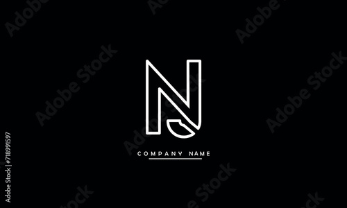 NJ, JN, N, J Abstract Letters Logo Monogram