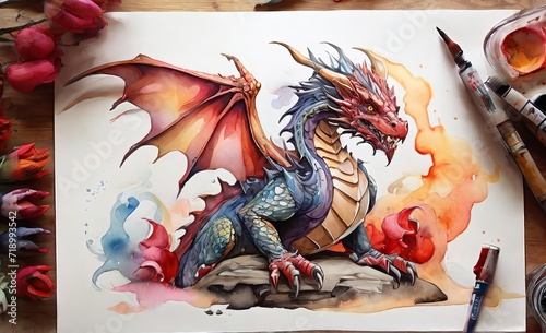 Watercolor Dragon Design