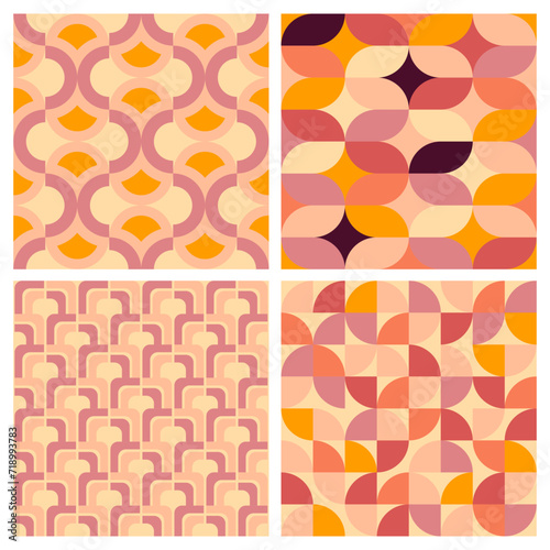 Set of vector geometric seamless patterns, groovy vibes of 70s, psychedelic Pattern designs, Disco Inspired, Iconic Aesthetics